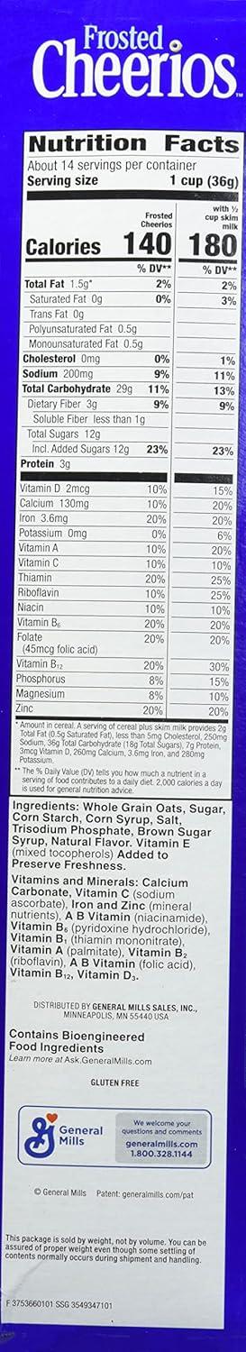 image:imageCheerios Breakfast Cereal Cup Gluten Free Single Serve Cereal 13 oz Pack of 12Frosted