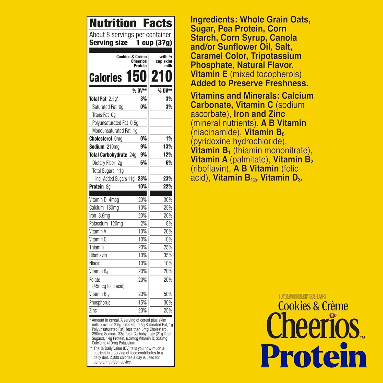 image:imageCheerios Protein Cereal Cookies and Crme 8g Protein Family Size 15 oz112 Ounce Pack of 1