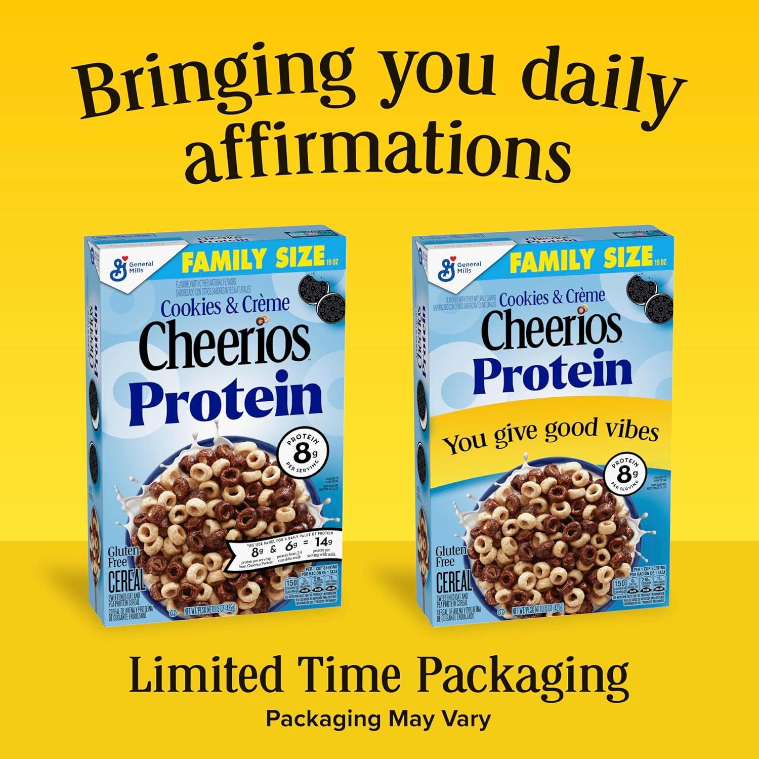 image:imageCheerios Protein Cereal Cookies and Crme 8g Protein Family Size 15 oz15 Ounce Pack of 1