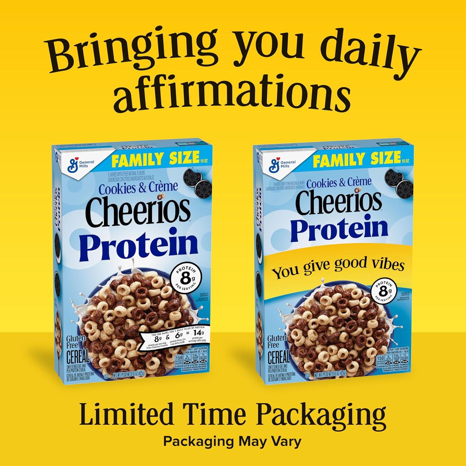 image:imageCheerios Protein Cereal Cookies and Crme 8g Protein Family Size 15 oz15 Ounce Pack of 2