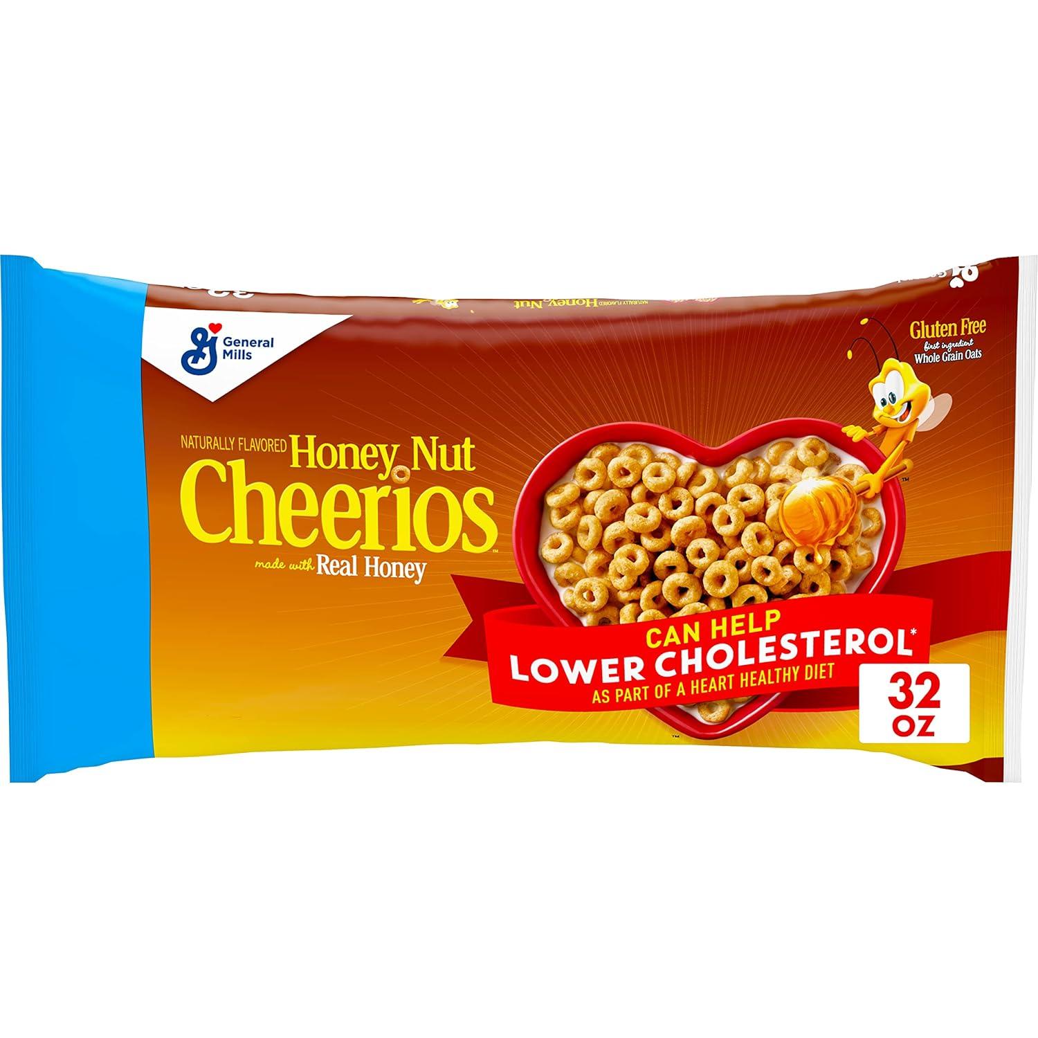 image:imageHoney Nut Cheerios Heart Healthy Breakfast Cereal Gluten Free Cereal With Whole Grain Oats Value Bag 32 ozHoney Nut