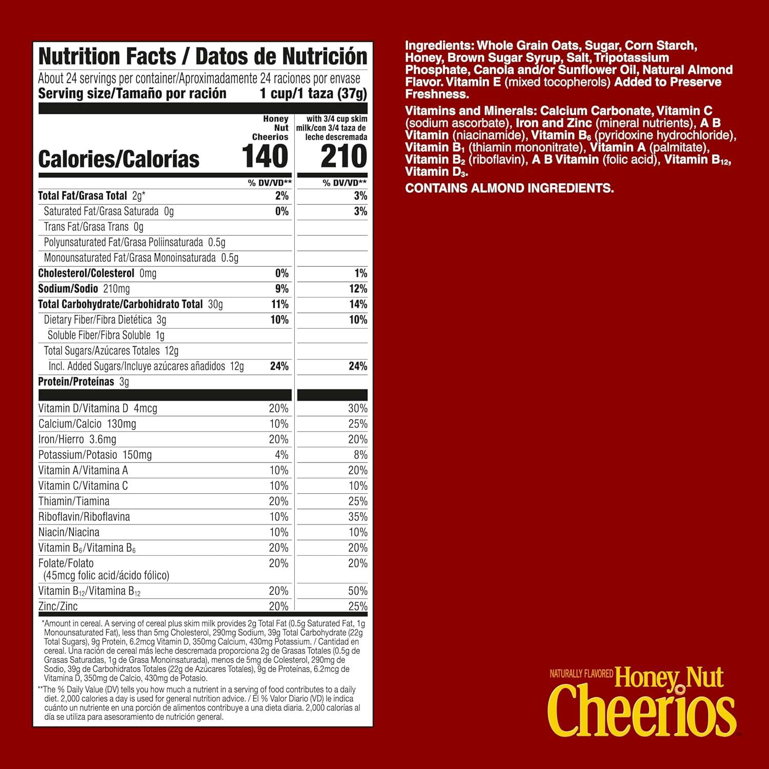 image:imageHoney Nut Cheerios Heart Healthy Breakfast Cereal Gluten Free Cereal With Whole Grain Oats Value Bag 32 ozHoney Nut