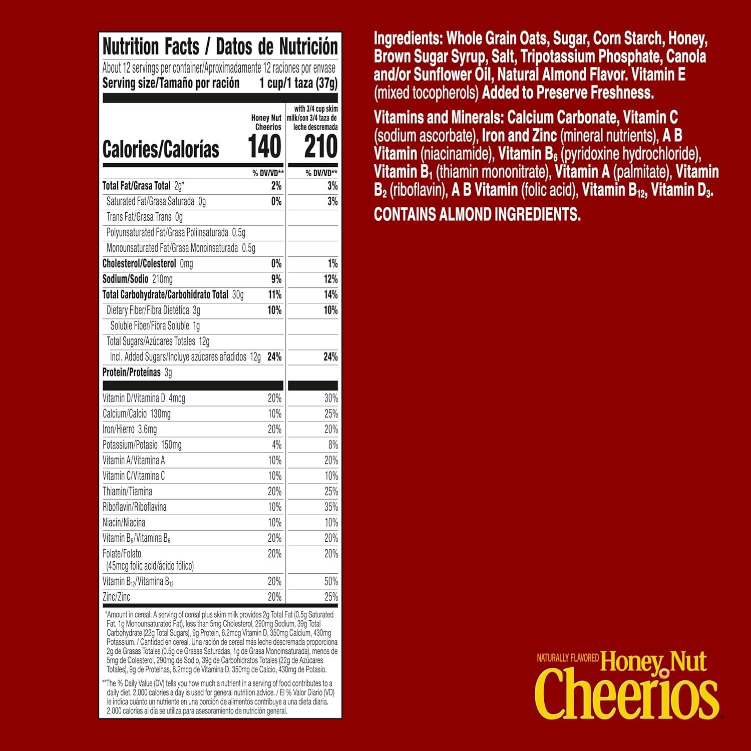image:imageHoney Nut Cheerios Heart Healthy Breakfast Cereal Gluten Free Cereal With Whole Grain Oats Value Bag 32 ozHoney Nut