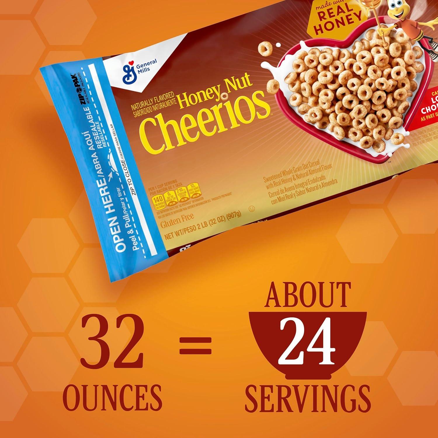 image:imageHoney Nut Cheerios Heart Healthy Breakfast Cereal Gluten Free Cereal With Whole Grain Oats Value Bag 32 ozHoney Nut