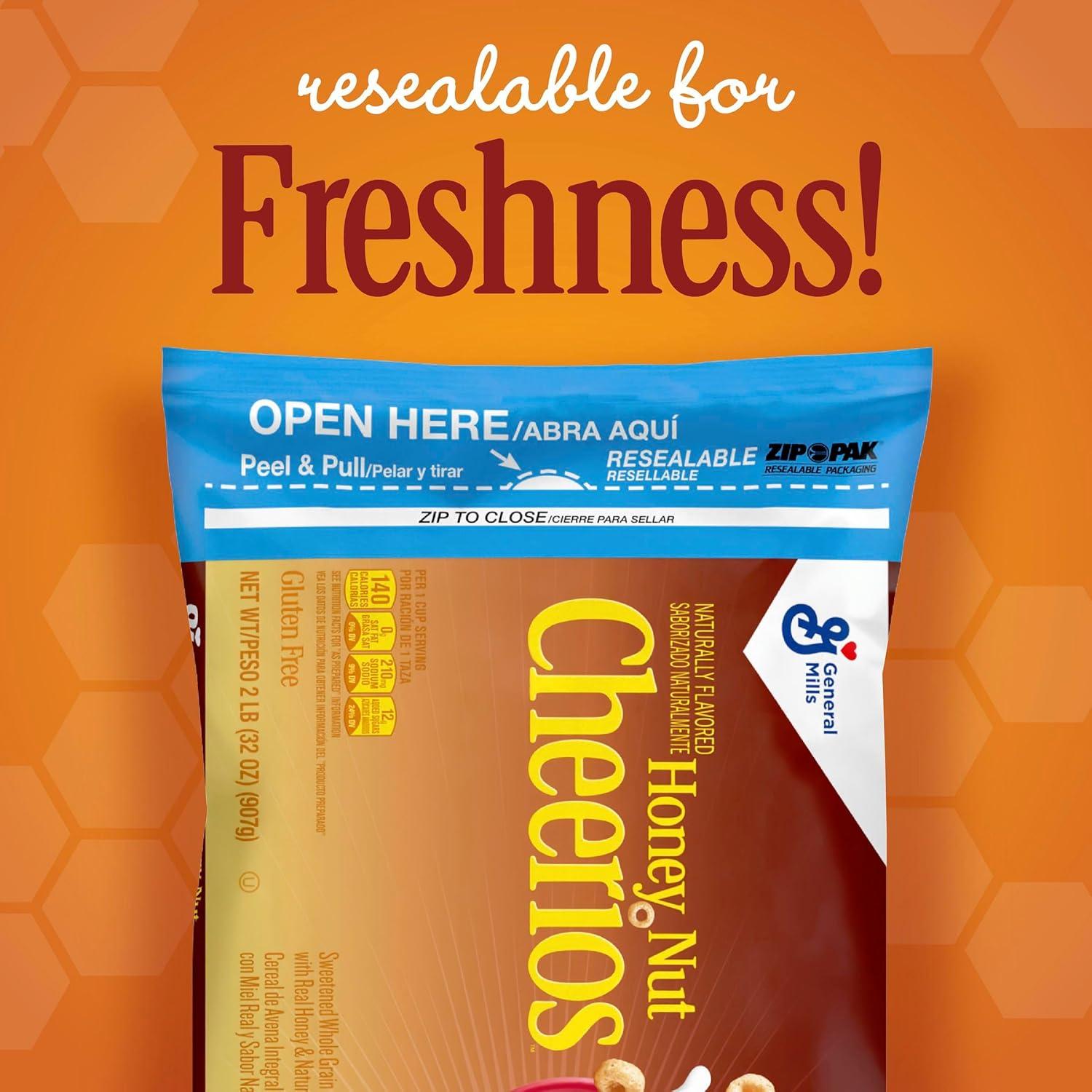 image:imageHoney Nut Cheerios Heart Healthy Breakfast Cereal Gluten Free Cereal With Whole Grain Oats Value Bag 32 ozHoney Nut