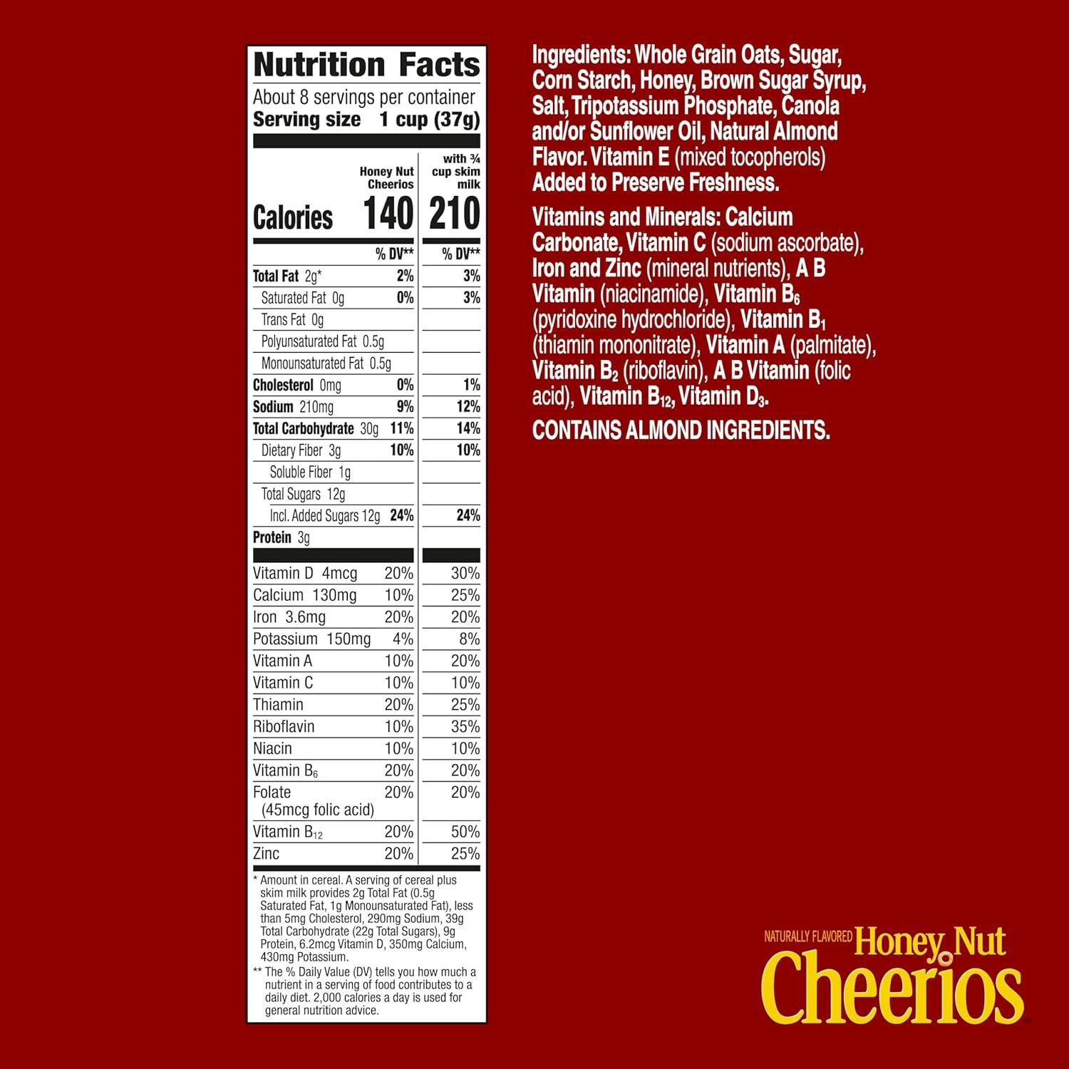 image:imageHoney Nut Cheerios Heart Healthy Breakfast Cereal Gluten Free Cereal With Whole Grain Oats Value Bag 32 ozHoney Nut