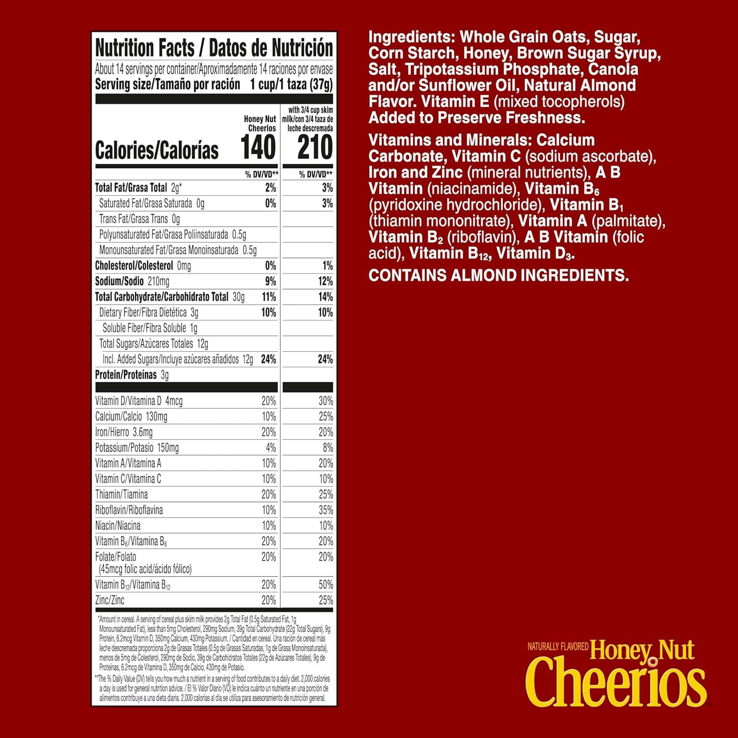 image:imageHoney Nut Cheerios Heart Healthy Breakfast Cereal Gluten Free Cereal With Whole Grain Oats Value Bag 32 ozHoney Nut