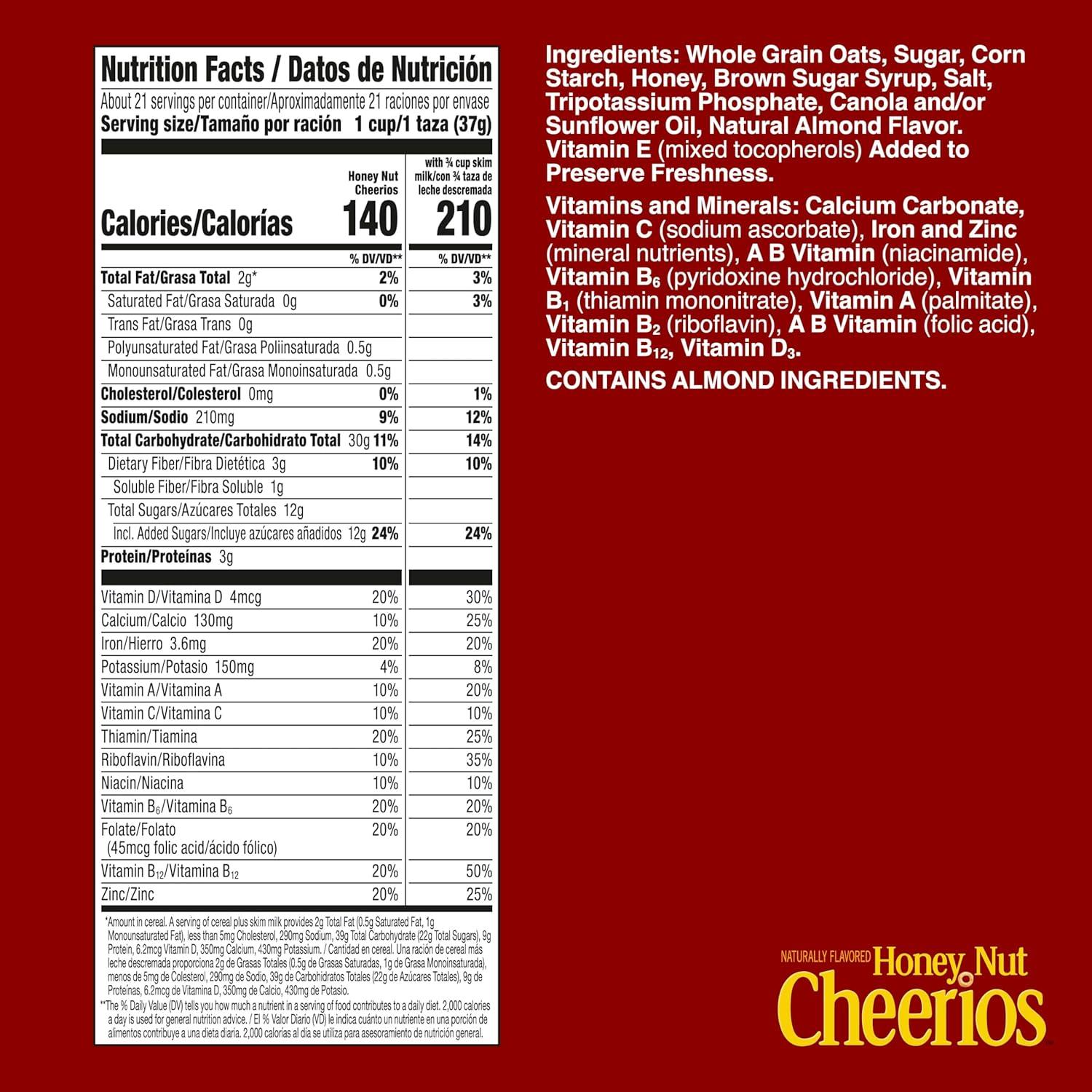 image:imageHoney Nut Cheerios Heart Healthy Breakfast Cereal Gluten Free Cereal With Whole Grain Oats Value Bag 32 ozHoney Nut