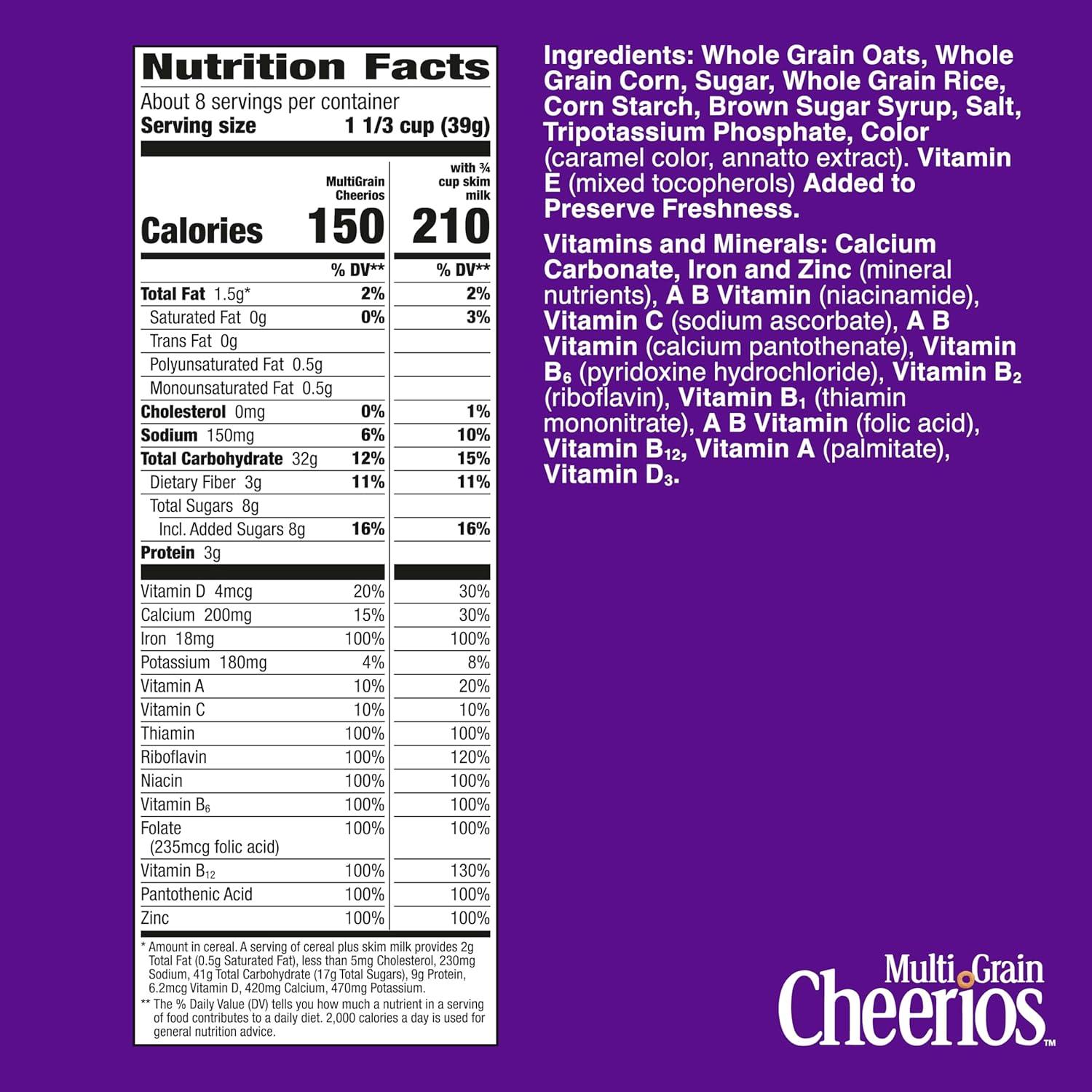 image:imageMulti Grain Cheerios Heart Healthy Breakfast Cereal Large Size 12 oz12 Ounce Pack of 1