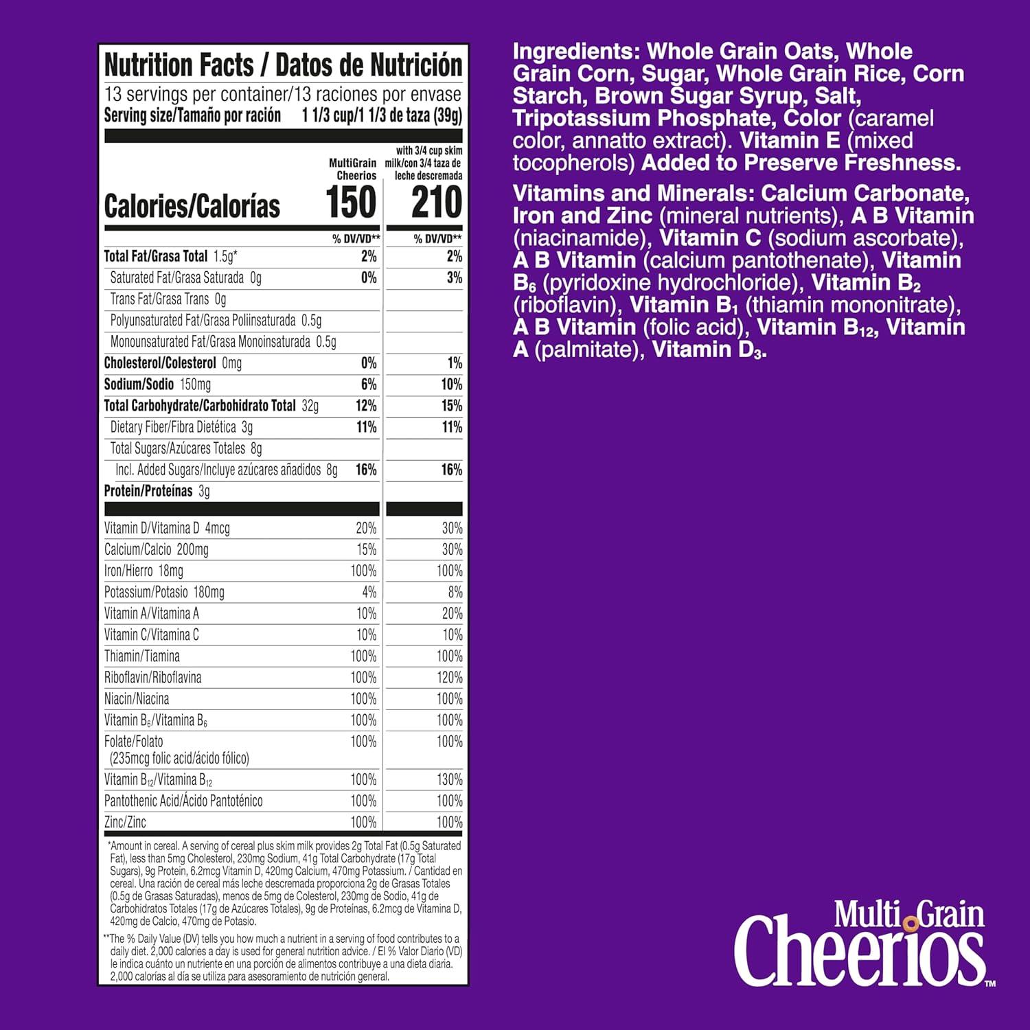 image:imageMulti Grain Cheerios Heart Healthy Breakfast Cereal Large Size 12 oz18 Ounce Pack of 1