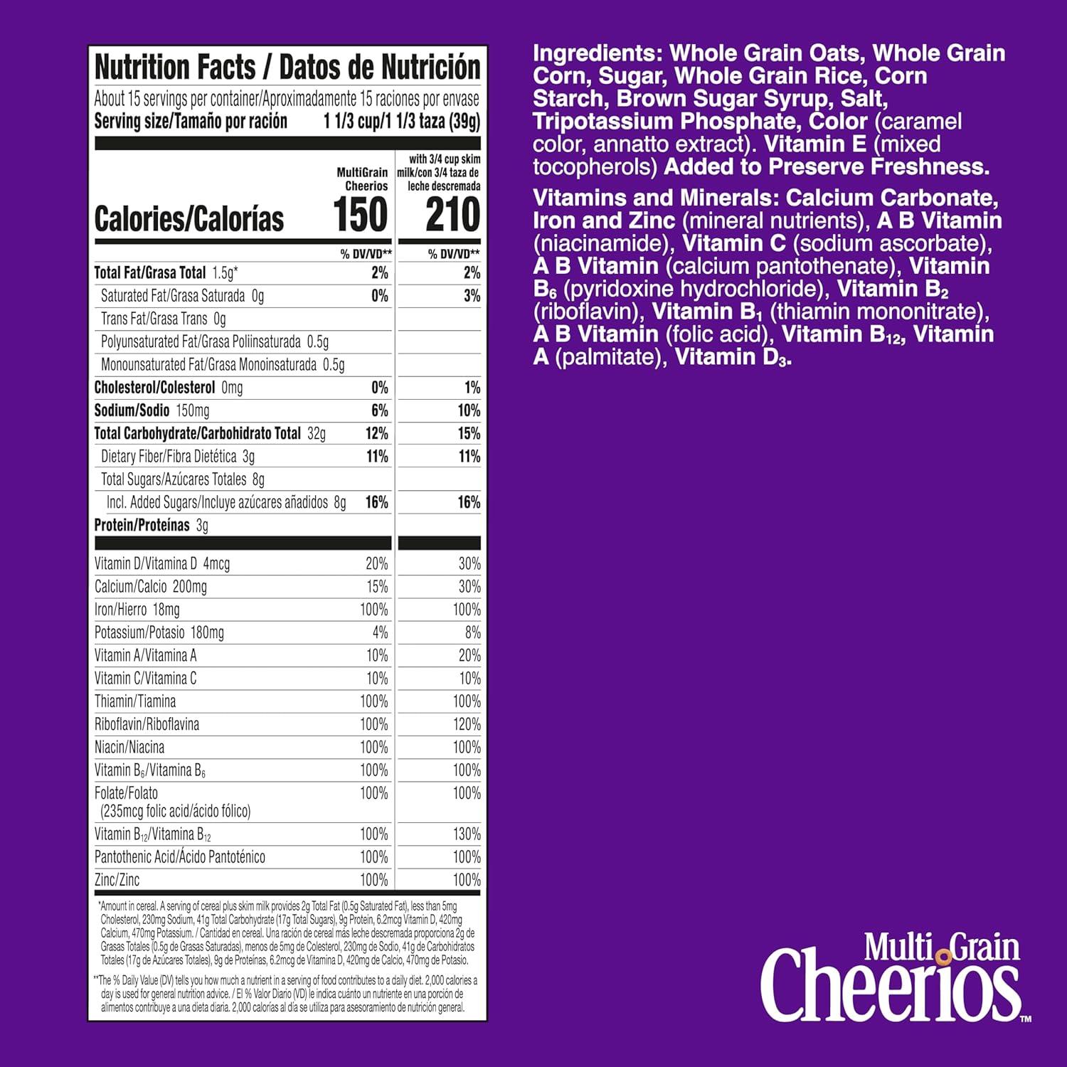 image:imageMulti Grain Cheerios Heart Healthy Breakfast Cereal Large Size 12 oz206 Ounce Pack of 1