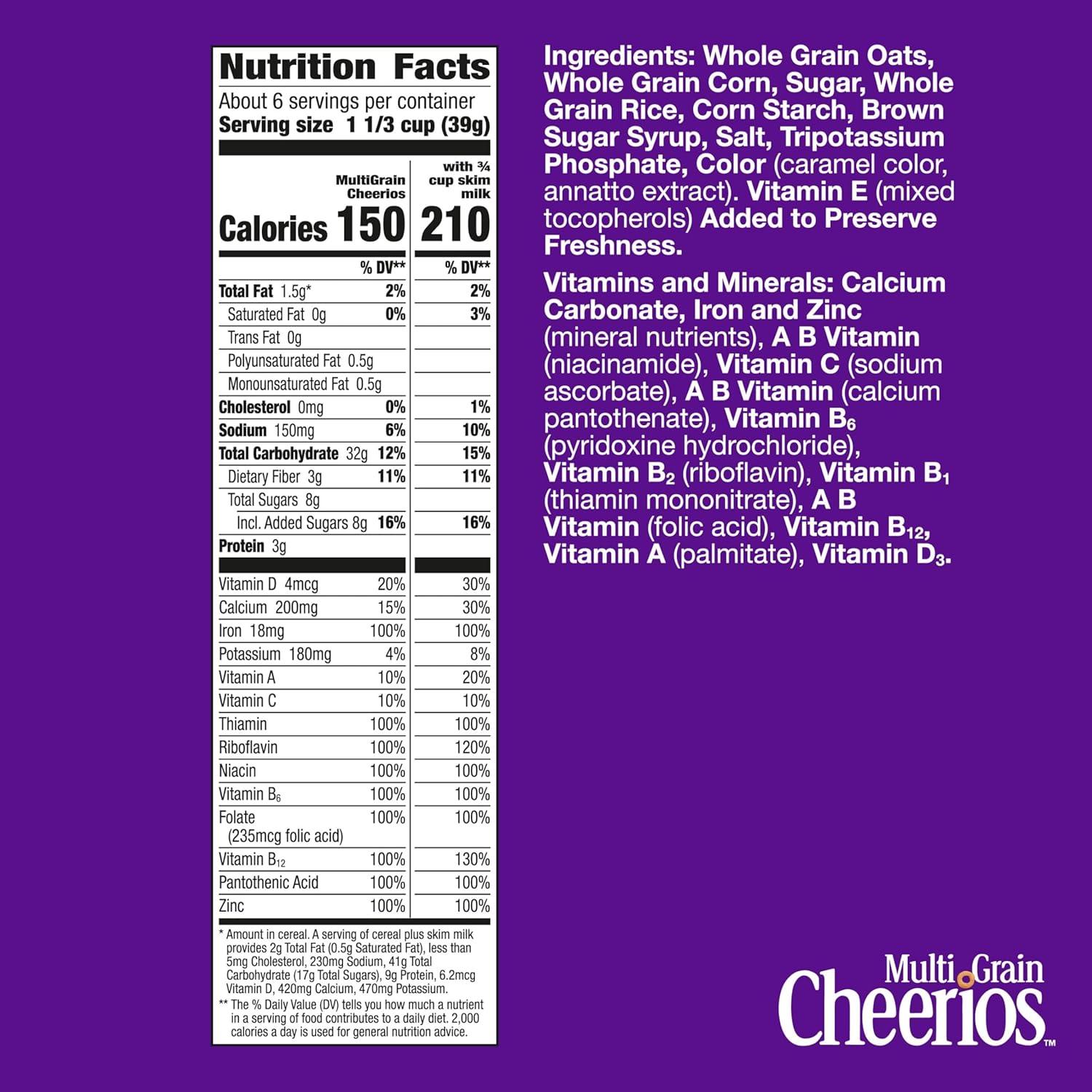 image:imageMulti Grain Cheerios Heart Healthy Breakfast Cereal Large Size 12 oz9 Ounce Pack of 1