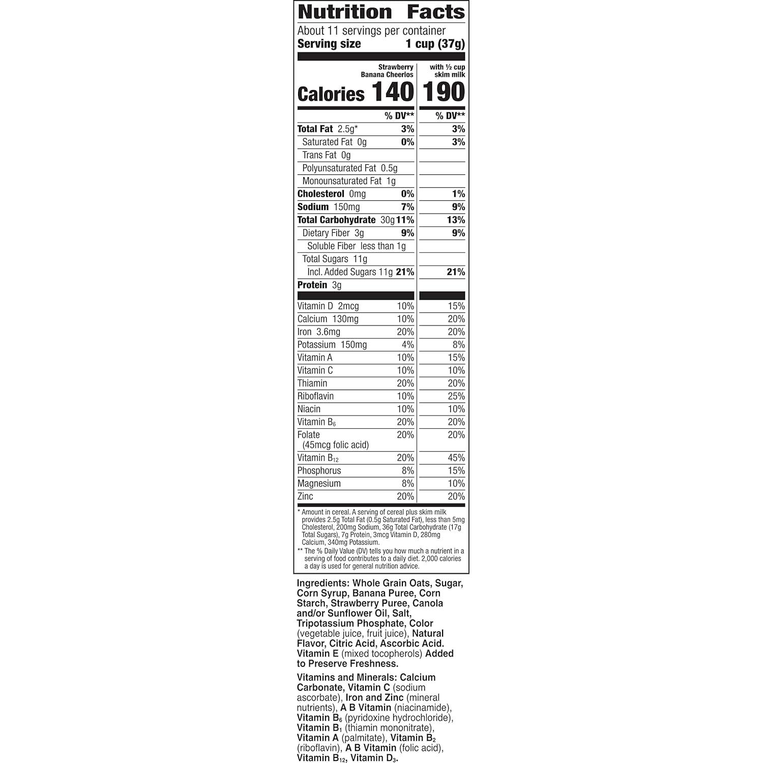 image:imageStrawberry Banana Cheerios Heart Healthy Gluten Free Breakfast Cereal Made with Whole Grain Oats Large Size 149 ozStrawberry Banana