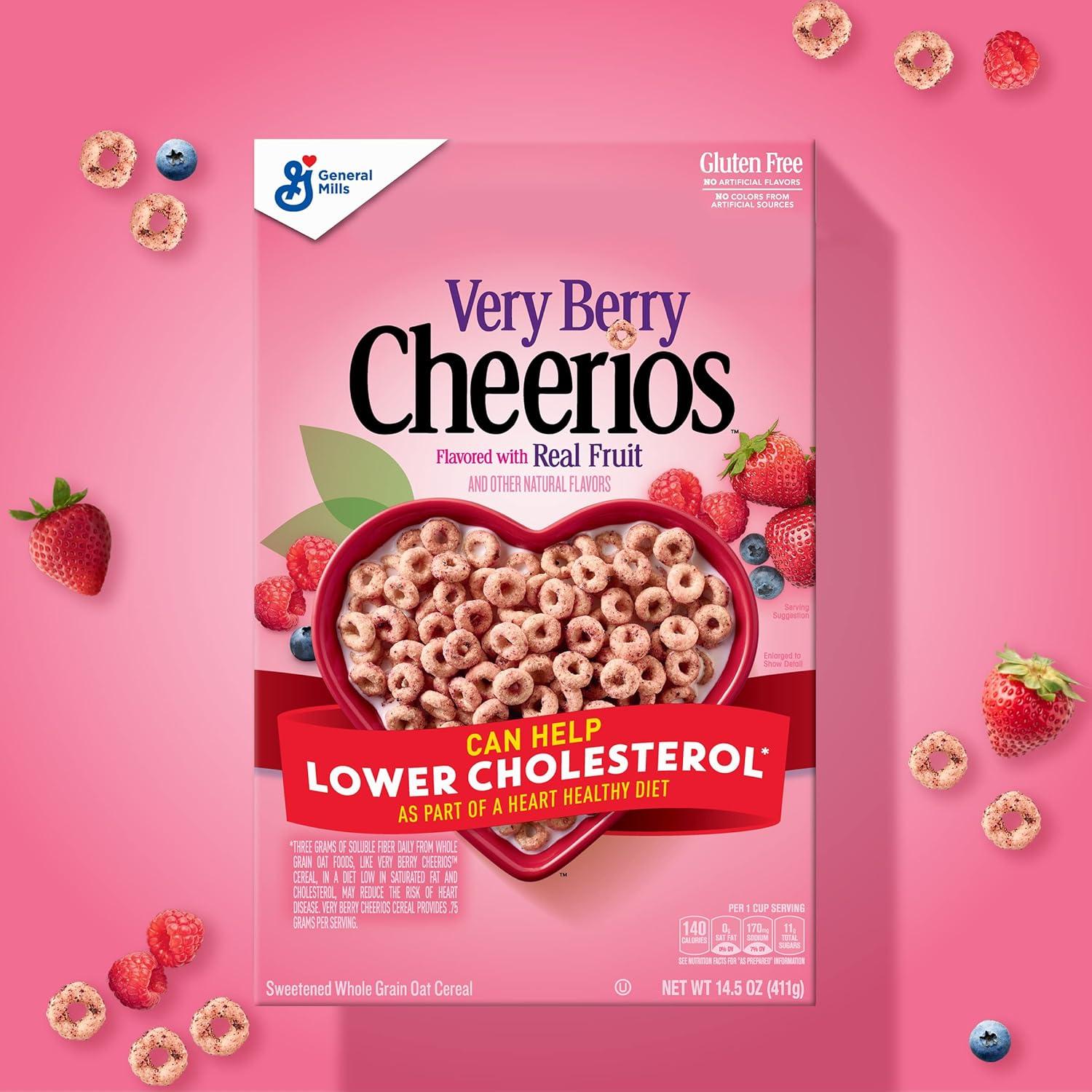 image:imageVery Berry Cheerios Heart Healthy Gluten Free Breakfast Cereal Made with Whole Grain Oats Family Size 186 oz186 Ounce Pack of 2
