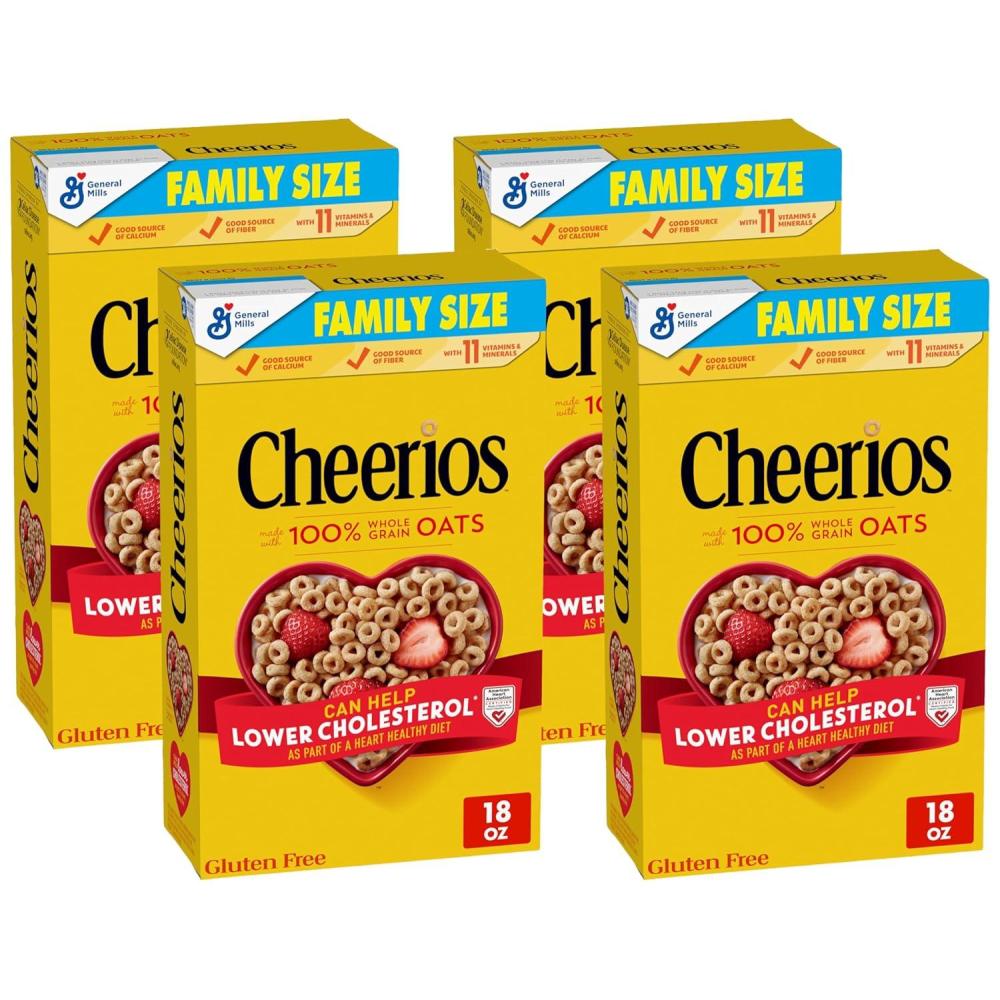 image:imageCheerios Cereal Limited Edition Heart Shapes Affirmations Box Heart Healthy Gluten Free Large Size 12 oz18 Ounce Pack of 4