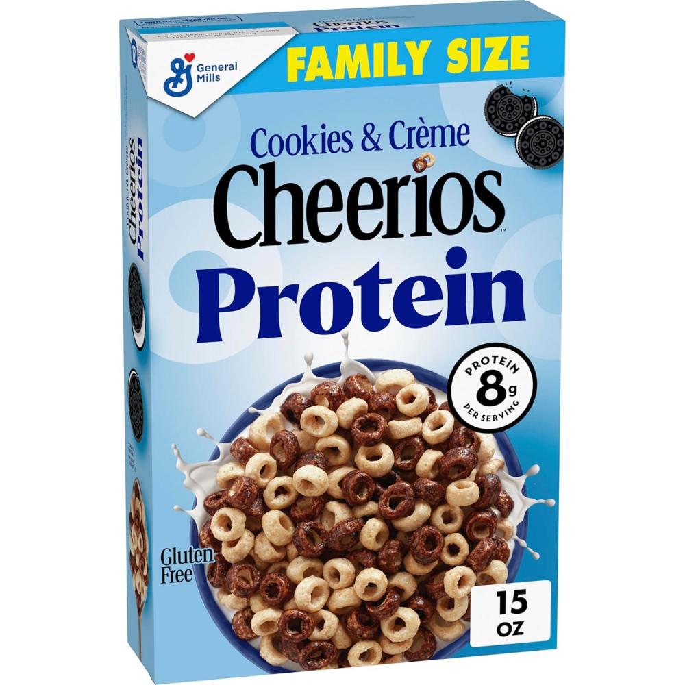 image:imageCheerios Protein Cereal Cookies and Crme 8g Protein Family Size 15 oz15 Ounce Pack of 1