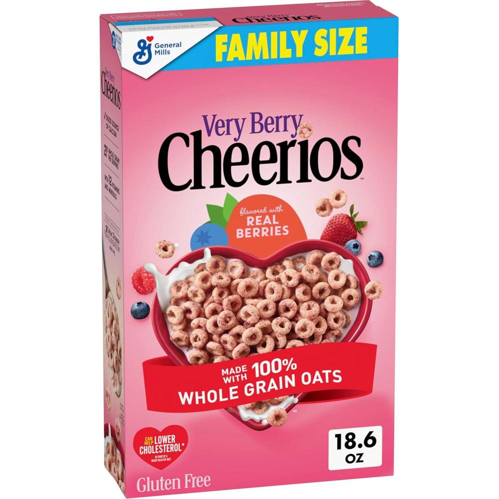 image:imageVery Berry Cheerios Heart Healthy Gluten Free Breakfast Cereal Made with Whole Grain Oats Family Size 186 oz186 Ounce Pack of 1