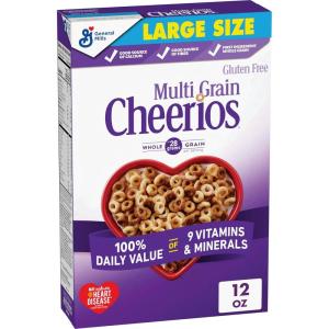Cheerios Breakfast Cereal Cup, Gluten Free, Single Serve Cereal, 1.3 oz (Pack of 12)(Multi Grain)