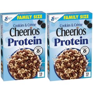 Cheerios Protein Cereal, Cookies and Crème, 8g Protein, Family Size, 15 oz(15 Ounce (Pack of 2))