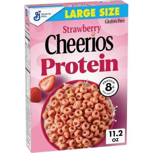 Cheerios Protein Cereal, Strawberry, 8g Protein, Large Size, 11.2 oz(Strawberry)
