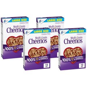 Multi Grain Cheerios, Heart Healthy Breakfast Cereal, Large Size, 12 oz(12 Ounce (Pack of 4))