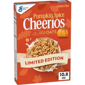 Pumpkin Spice Cheerios Gluten Free Breakfast Cereal, Whole Grain, Family Size, 18.5 oz(Pumpkin Spice)