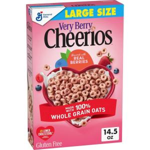 Very Berry Cheerios, Heart Healthy Gluten Free Breakfast Cereal, Made with Whole Grain Oats, Family Size, 18.6 oz(14.5 Ounce (Pack of 1))