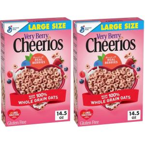 Very Berry Cheerios, Heart Healthy Gluten Free Breakfast Cereal, Made with Whole Grain Oats, Family Size, 18.6 oz(14.5 Ounce (Pack of 2))