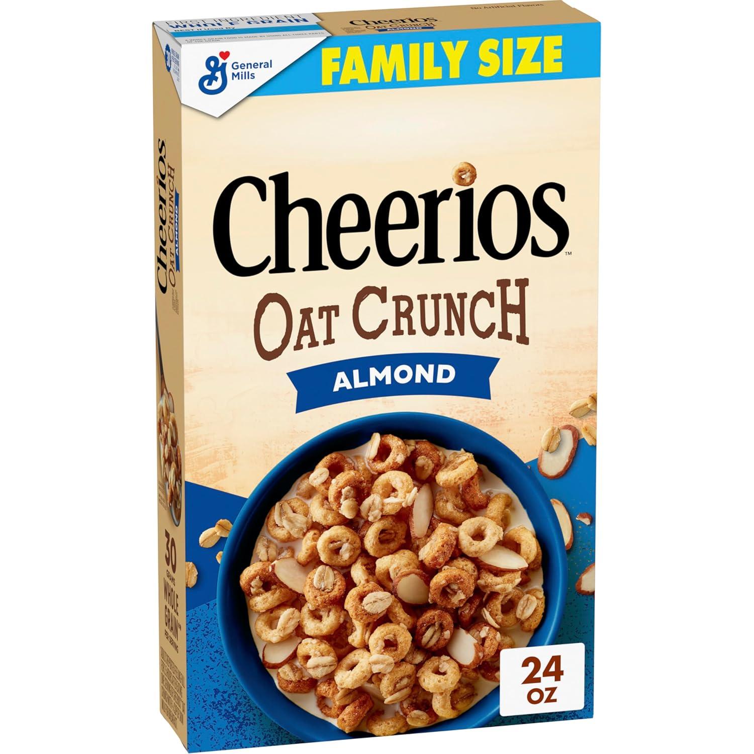image:imageCheerios Oat Crunch Almond Breakfast Cereal Made with Whole Grain Large Size 182 ozAlmond