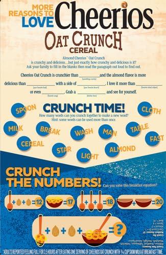 image:imageCheerios Oat Crunch Almond Breakfast Cereal Made with Whole Grain Large Size 182 ozAlmond