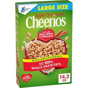 Apple Cinnamon Cheerios, Heart Healthy Gluten Free Breakfast Cereal, Made with Whole Grain Oats, Large Size, 14.2 oz(14.2 Ounce (Pack of 1))