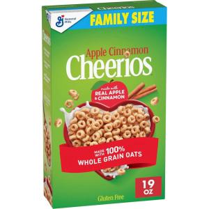 Apple Cinnamon Cheerios, Heart Healthy Gluten Free Breakfast Cereal, Made with Whole Grain Oats, Large Size, 14.2 oz(19 Ounce (Pack of 1))