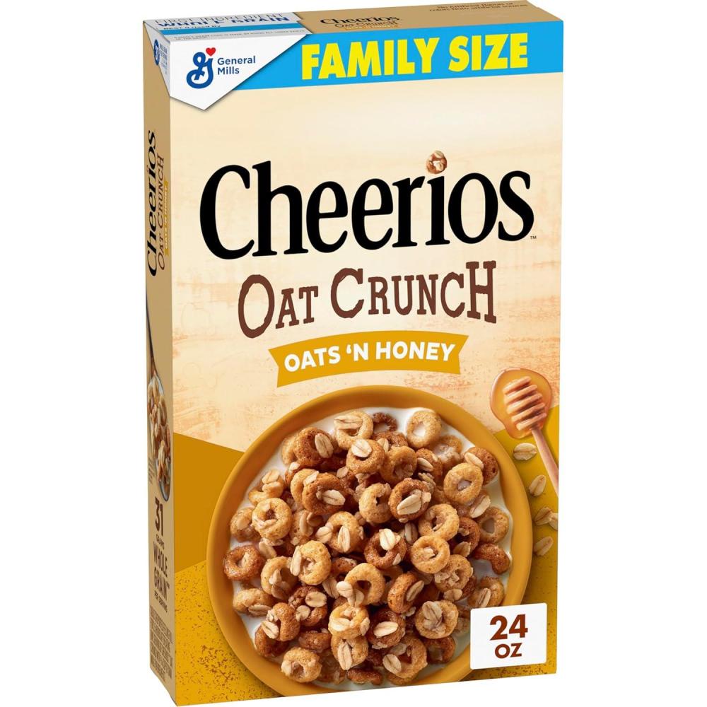 image:imageCheerios Oat Crunch Oats N Honey Breakfast Cereal Made with Whole Grain Large Size 182 oz24 Ounce Pack of 1
