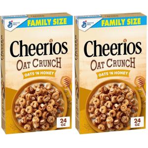 Cheerios Oat Crunch Oats ‘N Honey Breakfast Cereal, Made with Whole Grain, Large Size, 18.2 oz(24 Ounce (Pack of 2))