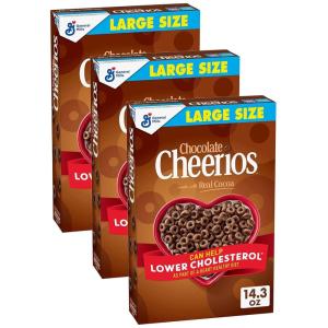 Chocolate Cheerios, Heart Healthy Gluten Free Breakfast Cereal, Made with Whole Grain Oats, Large Size, 14.3 oz(14.3 Ounce (Pack of 3))